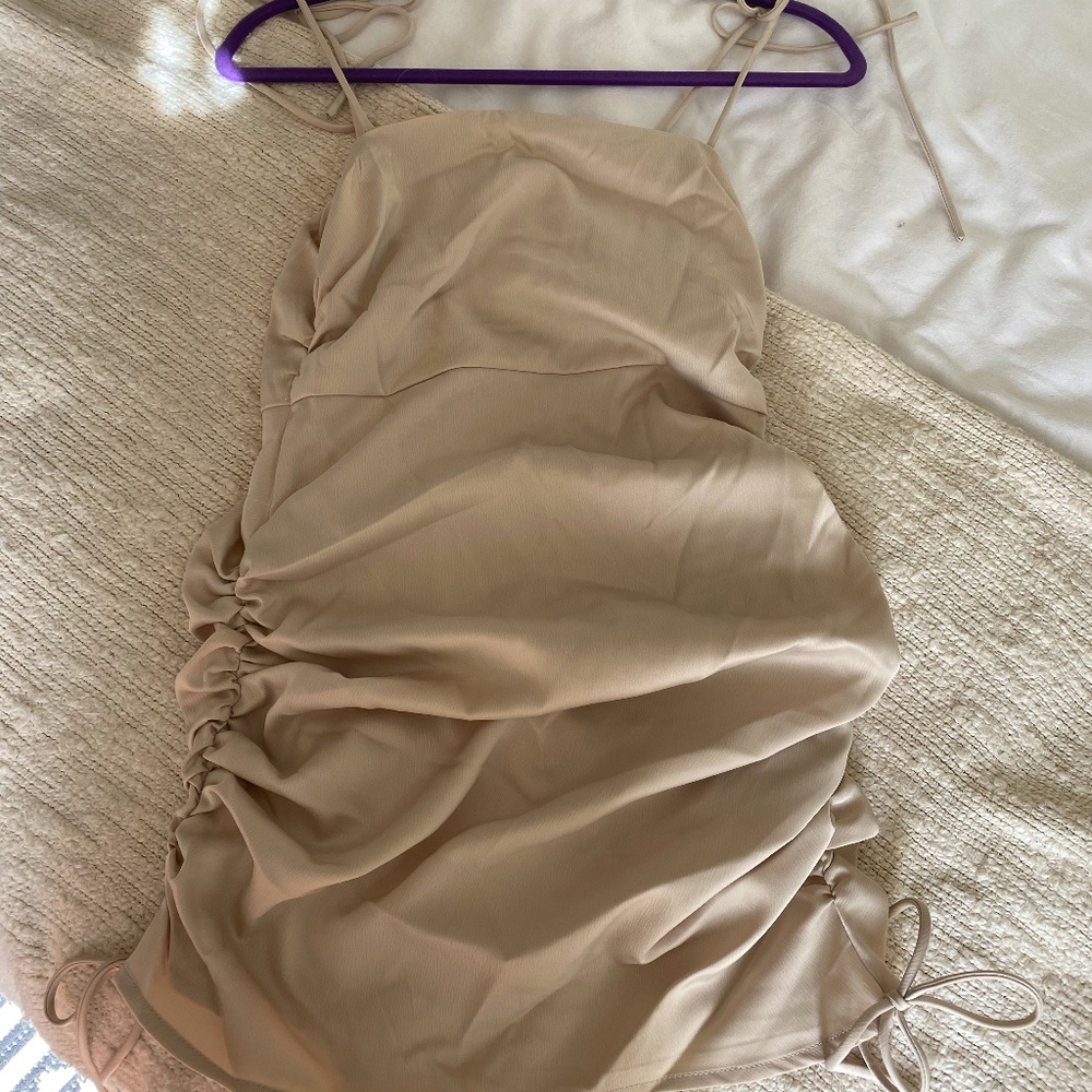 Nasty Gal champagne sinch mini dress